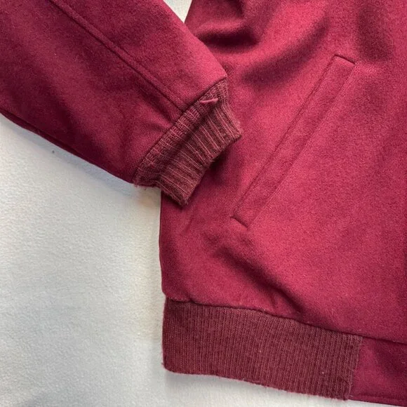 Vintage 80s LL Bean Plaid Lined Wool Bomber Jacket Coat Mens Size Large Red READ - Picture 9 of 16